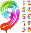 IOOYEE Number 9 Balloon - 40 Inch Giant Rainbow Mylar Foil Balloon for 9th Birthday Decorations and Party Supplies