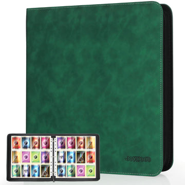 JoyHood Card Binder for Trading Card Card Collection Binder with 12 Pocket - Hold Up to 960 Cards Card Album Holder compatible with TCG/PM/MTG/OPCG/YGO Card (Dark Green 12 Pockets)