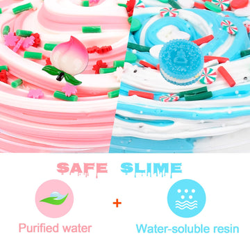24 Pack Butter Slime Kit,Peach Charms Watermelon Slime,Super Soft And Non-Sticky, Stress Relief Toy Party Favors Birthday Gifts