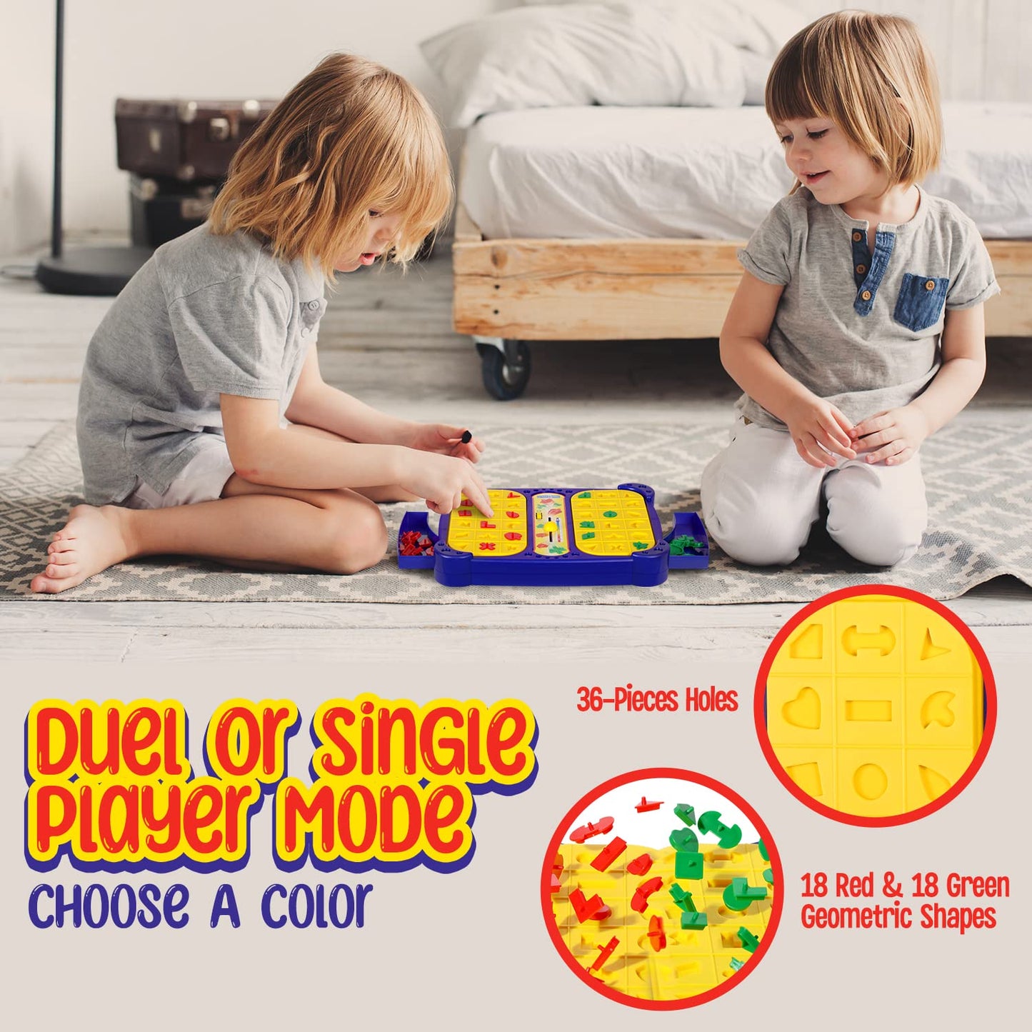 Playroute Shape Pop Up Board Game | 1 And 2 Player Game For Kids Ages 4-6-8+ | Educational Classic Board Game Shape Matching Puzzle Toys For Boys & Girls