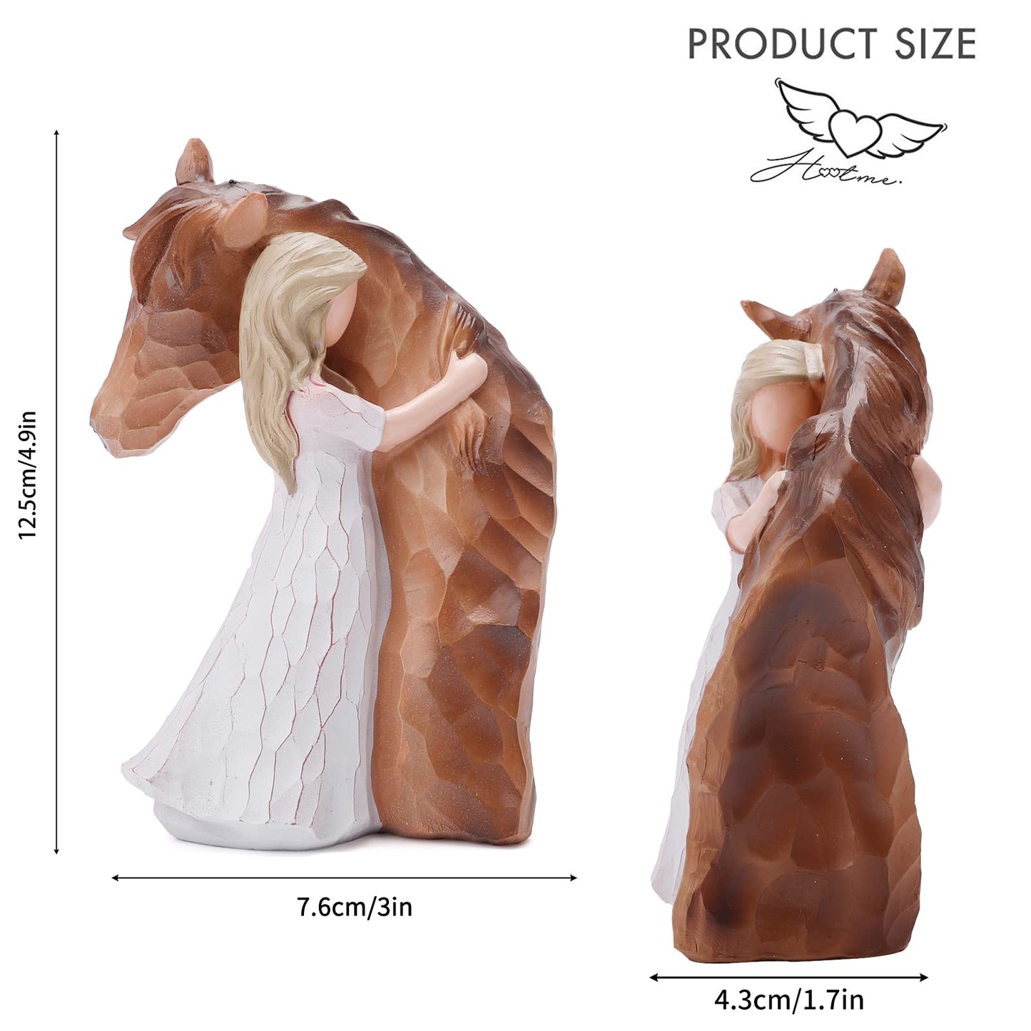 Luckybunny Truly A Friend Guardian Angel Statues, Sculpted Hand-Painted Girl Embracing Horse Figurines, Horse Lover Gifts, Cowgirls Gifts, Horse Loss Remembrance Gifts, Birthday