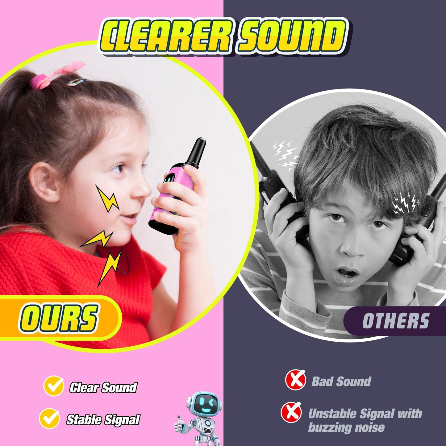 Toys For 3-8 Year Old Girls: Comedyfun Mini Robots Walkies Talkies 2 Pack Birthday Gifts For 3 4 5 6-8 Year Old Girls Outdoor To