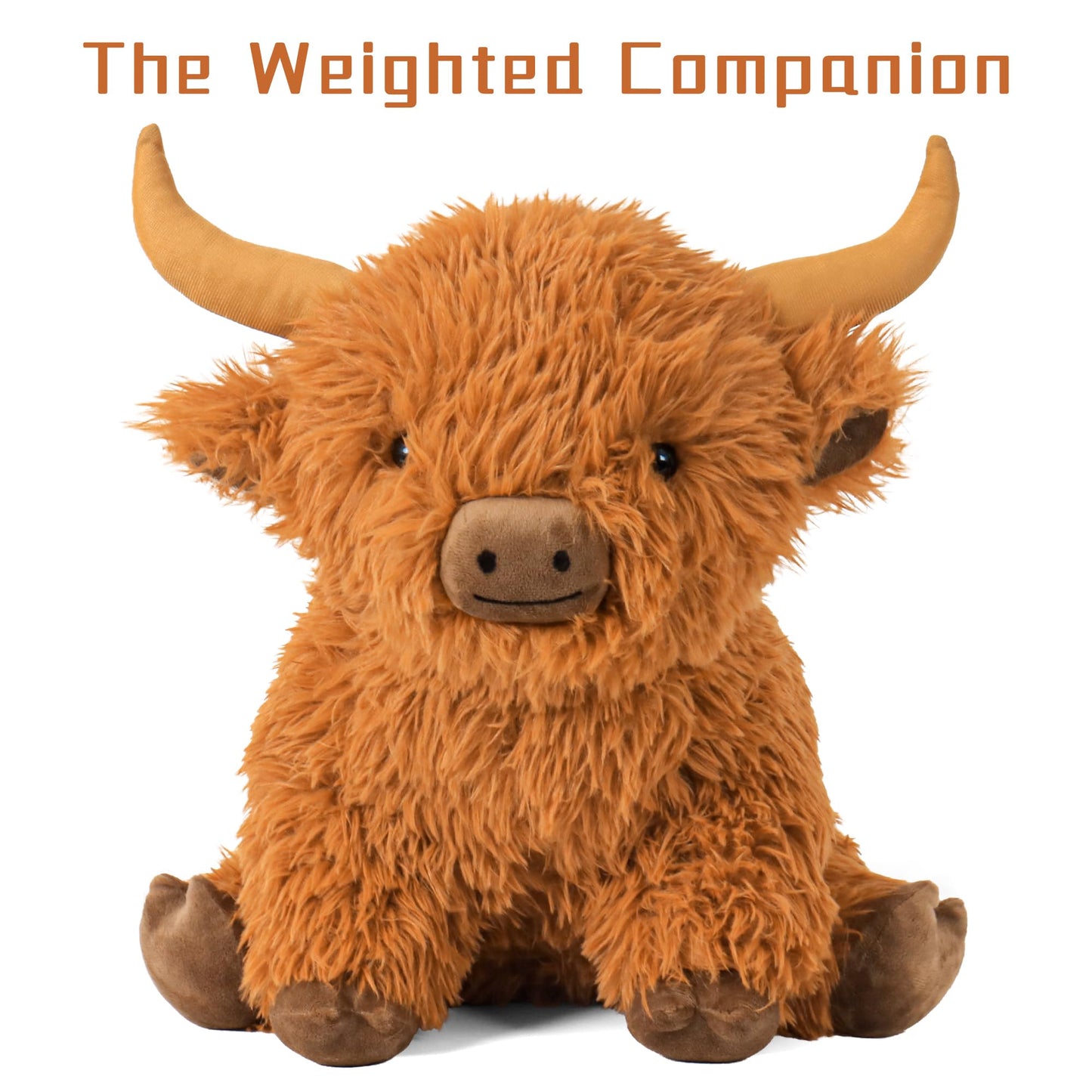5Lbs Highland Cow Weighted Stuffed Animals, 16In Tall Big Highland Cow Plush Toy, Soft Adorable Stuffed Animal For Kids And Adul