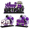 Lingteer Happy 20Th Birthday Purple Acrylic Table Topper Centerpieces Set - Cheers To Twenty Years Old Birthday 20Th Bday Party Gift Decorations.