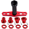 Hobbypark Aluminum 17Mm Hex Wheel Hubs & Nuts W/Wrench For 1/10 Scale Traxxas E-Revo, Revo 3.3, E-Maxx, Summit (With Red Adapter