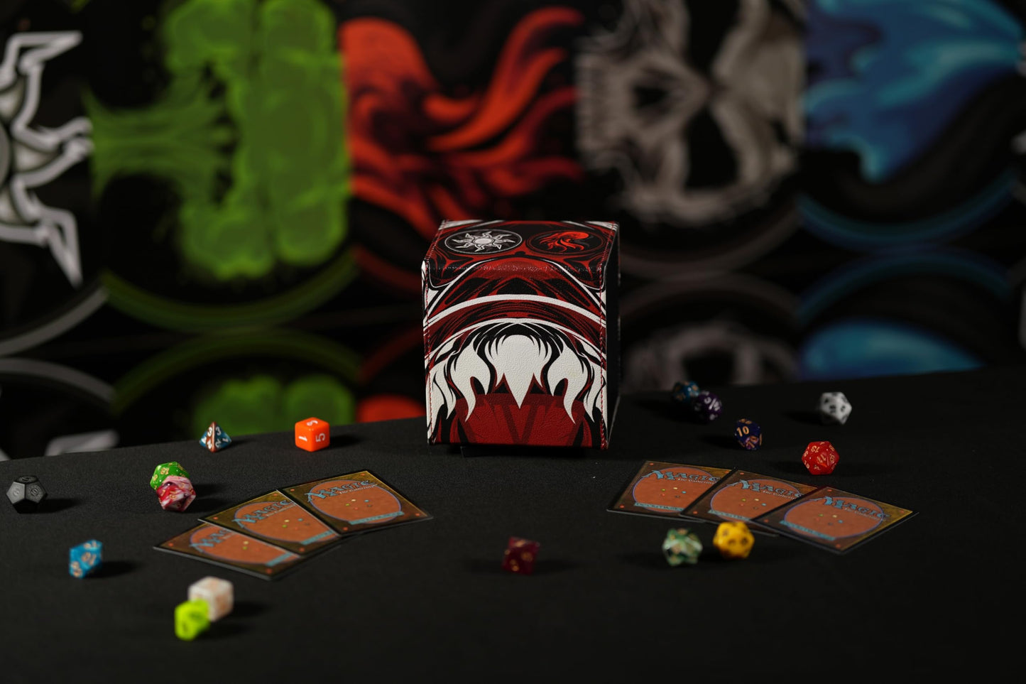 Ai protective covering MTG Commander 100+ Card Custom Art Deck Box With Storage (Red/White)