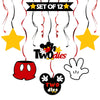 LINGTEER Mickey Oh Twodles Birthday Swirls Streamers - Cheers to Boys 2nd Birthday Kids Two Years Old Mouse Bday Party Hanging D