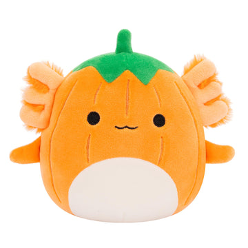 Squishmallows Original 5-Inch Halloween 4-Pack - Gabin Pumpkin Axolotl, Fitzy Goblin Holding Latte, Malcolm Bat Mushroom, Ms. K