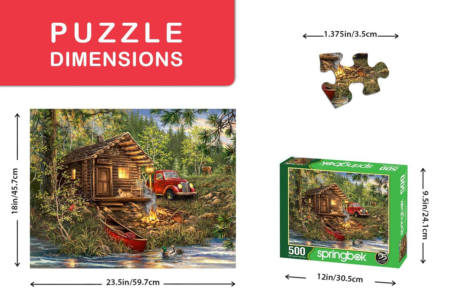 Springbok'S 500 Piece Jigsaw Puzzle Cozy Cabin Life - Made In Usa