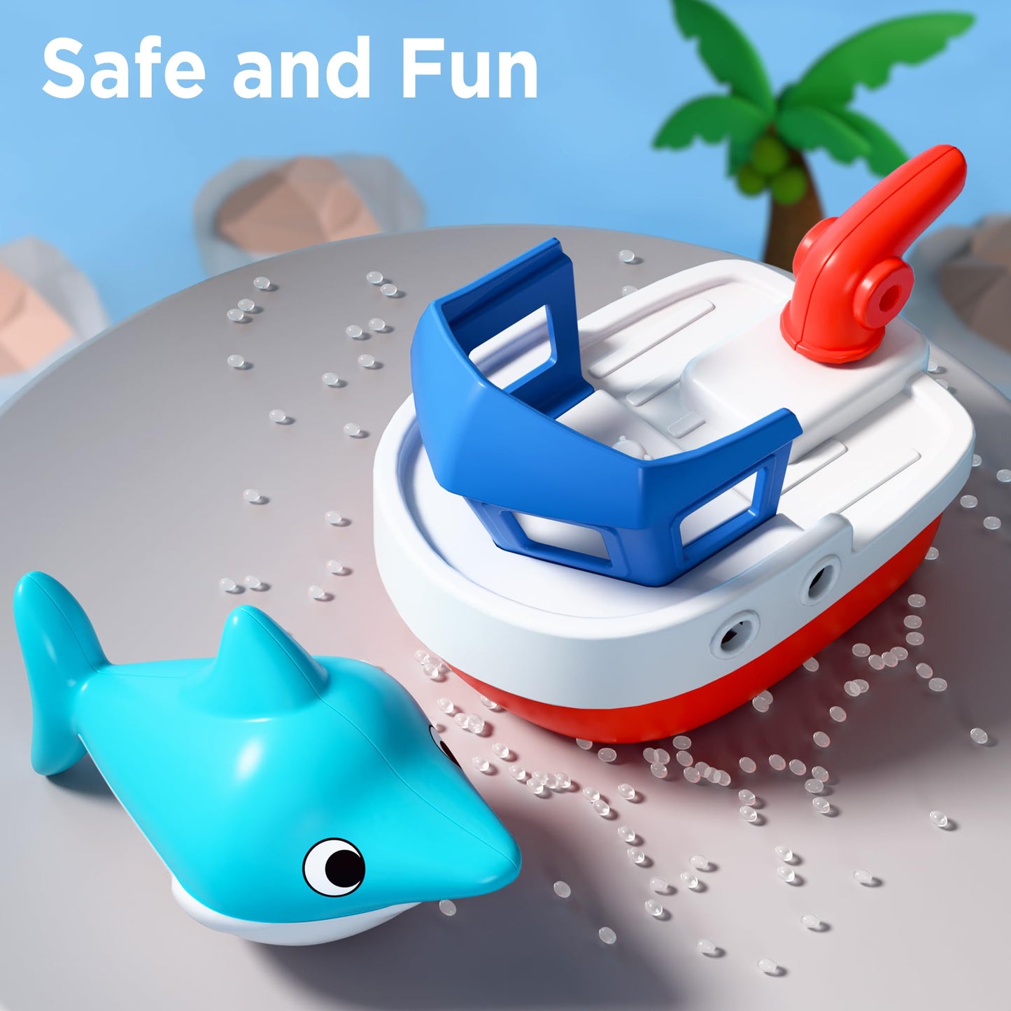 Iplay, Ilearn Toddler Boat Bath Toys, Baby Bathtub Shower Toy Set W/ Wind Up Swimming Boats, Pool Floating Fish, Kids Bathtime Water Play, Birthday Gifts For 18 Month, 2 3 4 Year Old Boys Girls