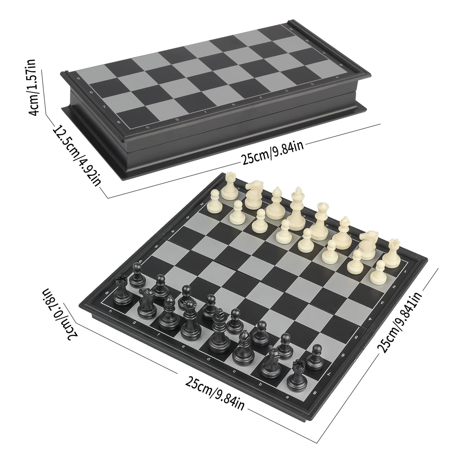 3 In 1 Chess Backgammon Checkers Set,9.8 Inch Magnetic Chess Board,Folding Board Travel Games For Adults And Kids,Lightweight Po