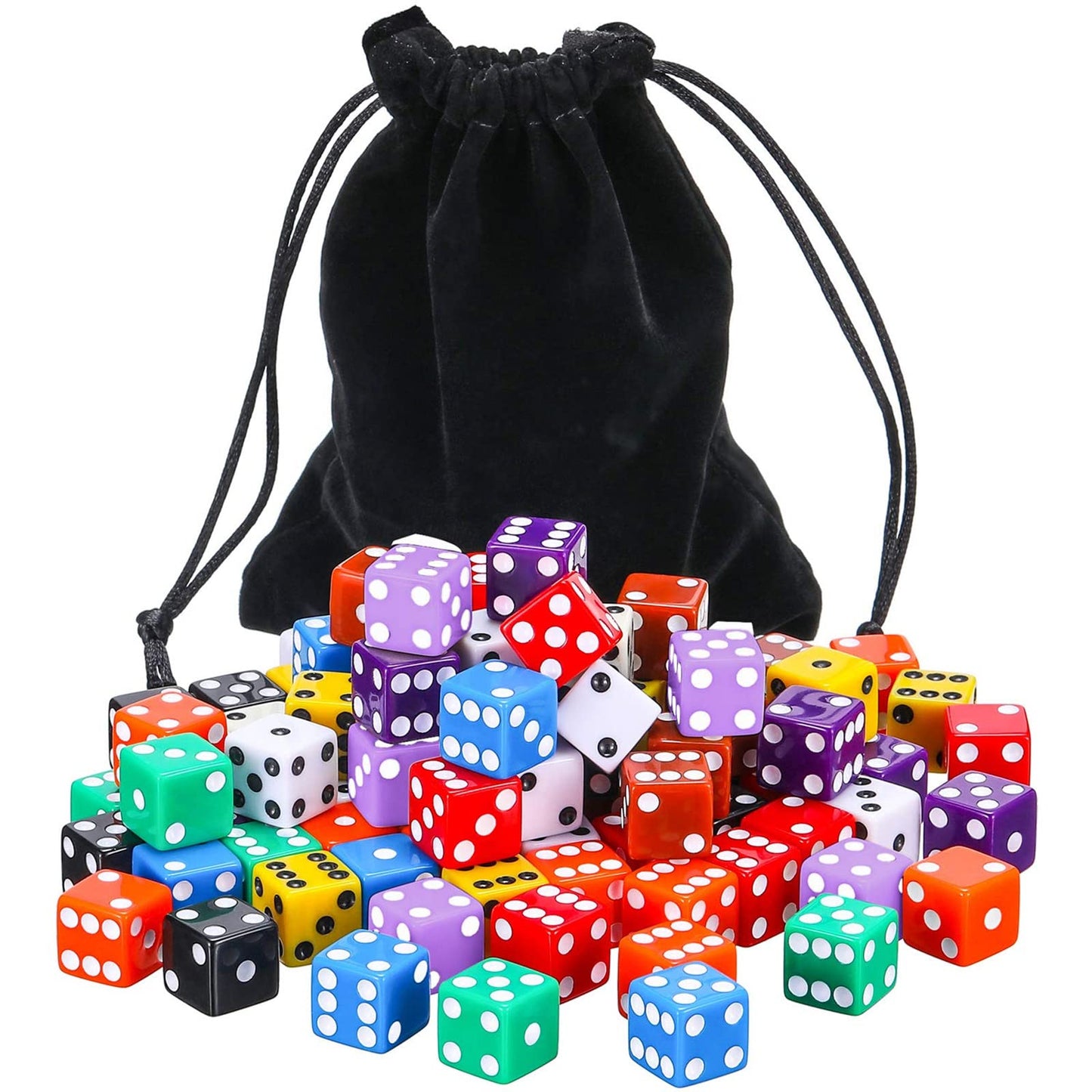 Blulu 6-Sided Games Dice Set, Colored Dice with Black Velvet Pouches for Playing Games, Like Board Games, Dice Games, Math Games