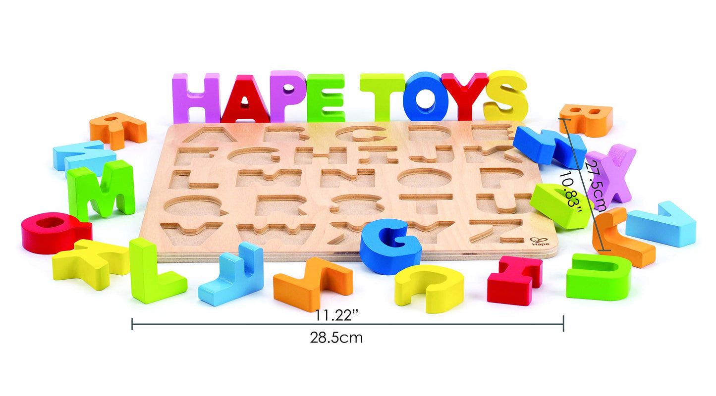 Hape Wooden Alphabet Puzzle| Wooden Abc Letters Colorful Educational Learning Puzzle Toy Board For Toddlers