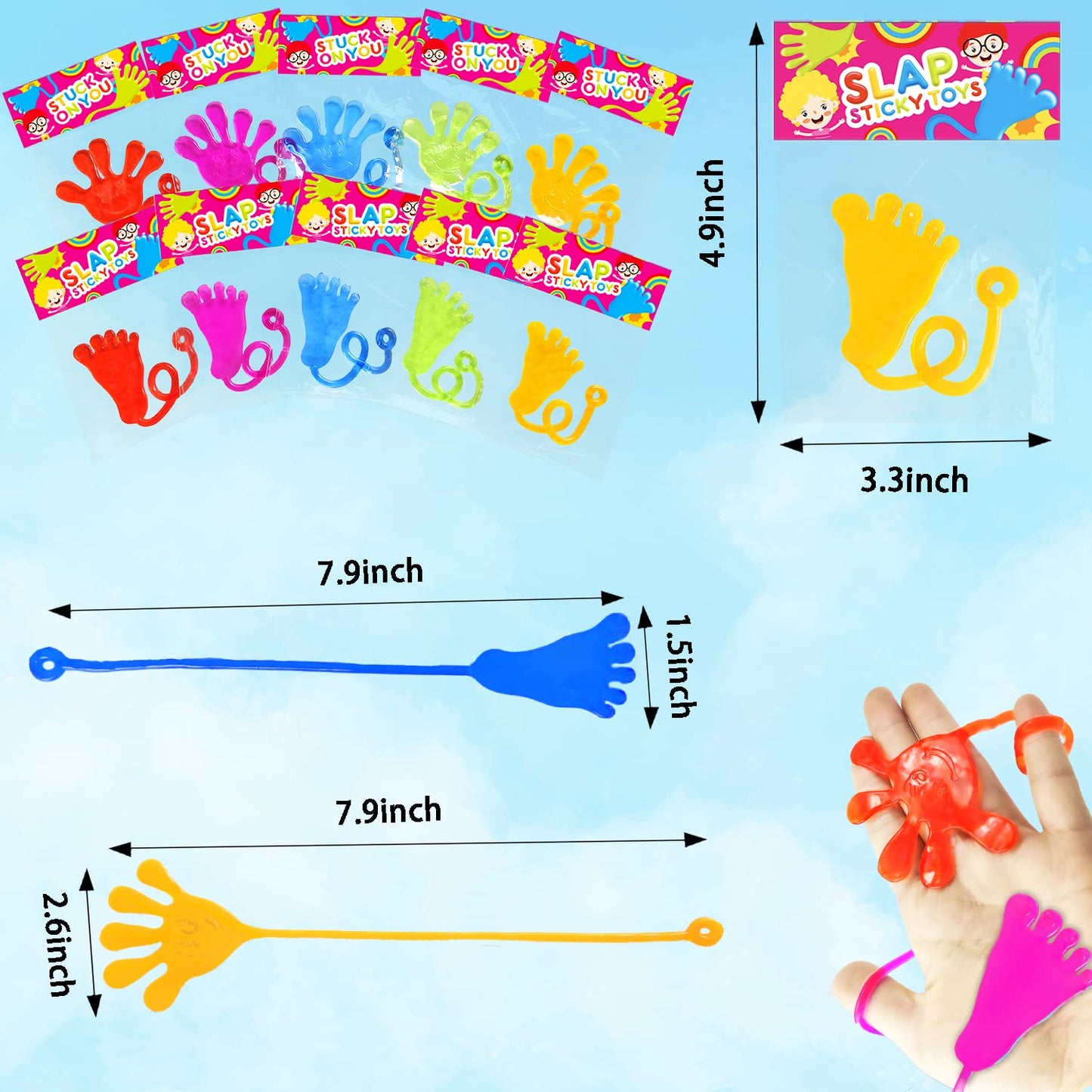 Leetous Bulk Sticky Hands Party Favors Supplies Toys Gifts For Kids (100 Pcs), Halloween Basket Goodie Bag Stuffer Fillers For T