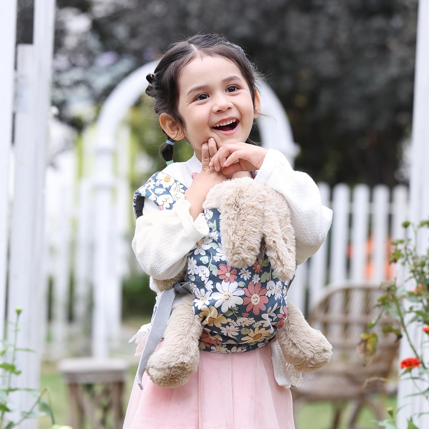 Gagaku Baby Doll Carrier, Doll Carrier For Little Girls, Toy Baby Carrier For Dolls Kids, Baby Doll Carrier For Toddlers, Reborn Baby Doll Accessories - Pink - Anemone Flowers