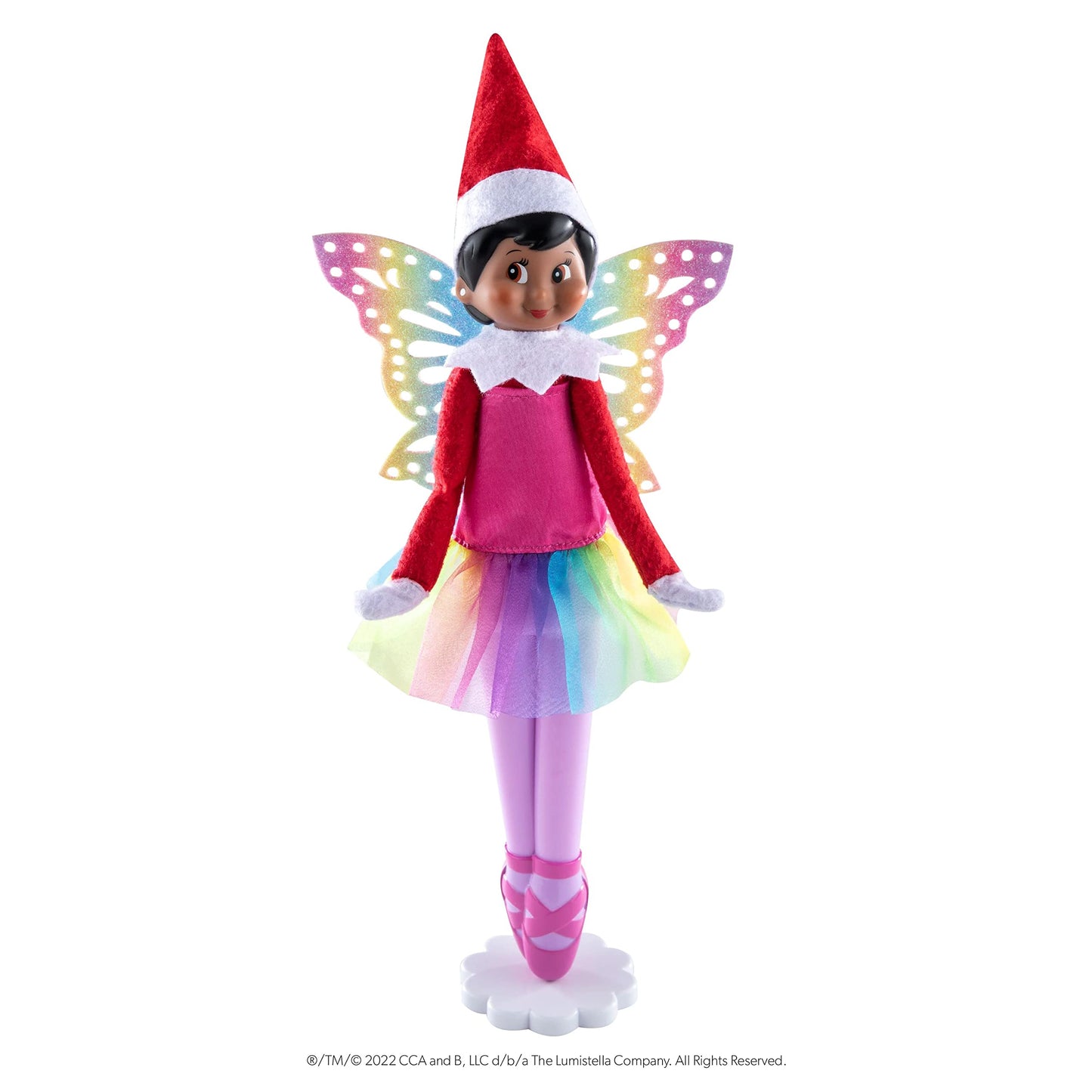 The Elf On The Shelf Scout Girl (Dark Tone/Brown Eyed Girl) With Magifreez Rainbow Snow Pixie