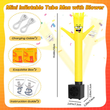 Homqyte Mini Inflatable Tube Man Novelty Gag Gifts Wacky Waving Inflatable Tube Guy Desktop With Blower For Christmas White Elep