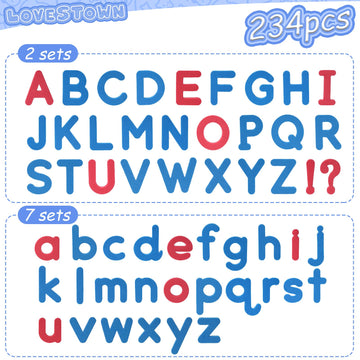 Lovestown Classroom Magnetic Alphabet Letters Kit 234 Pcs With Double - Side Magnet Board - Foam Alphabet Letters For Preschool Kids Toddler 1-3 Learning Spelling With Magnetic Board And Storage Box