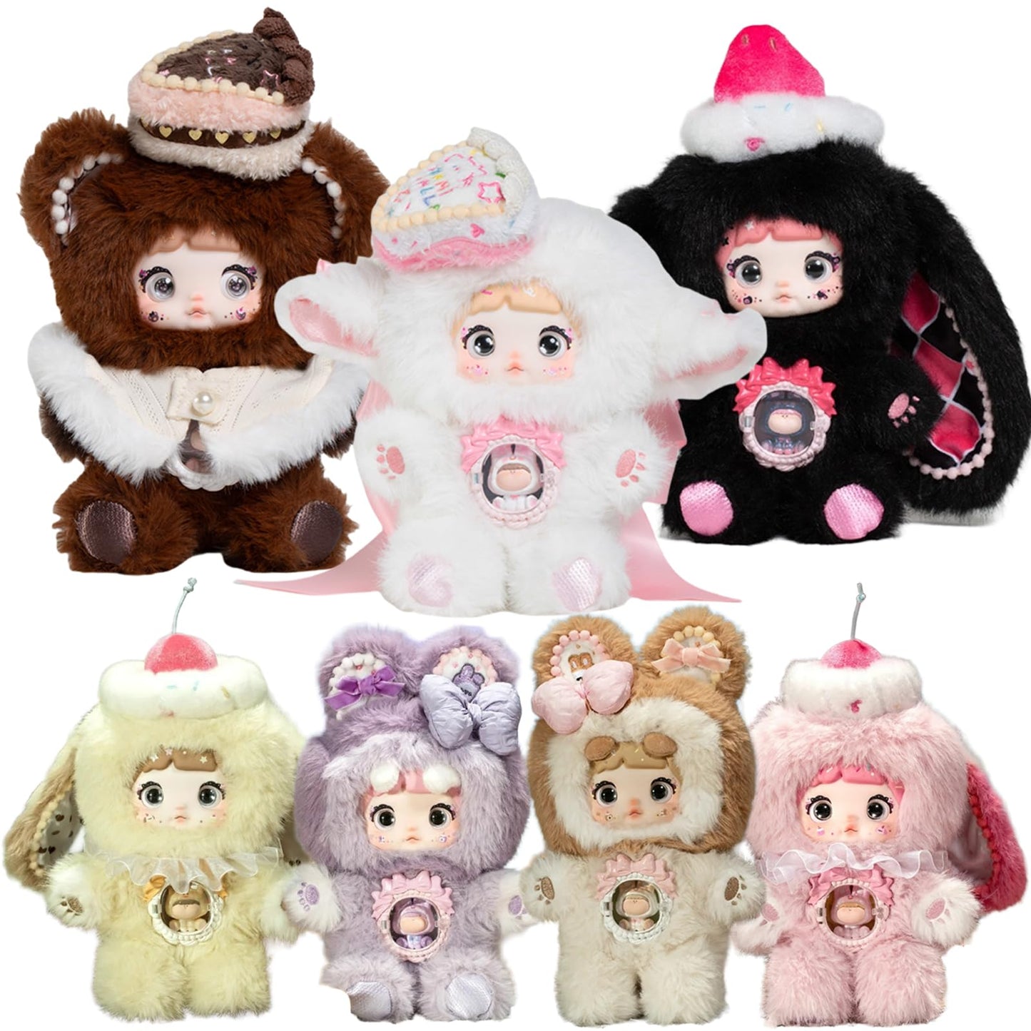 A Bite of Sweetheart Series Plush Blind Box, 1 of 7 Possible Styles, 6 Regular and 1 Hidden Model for Collection (Pack of 1)
