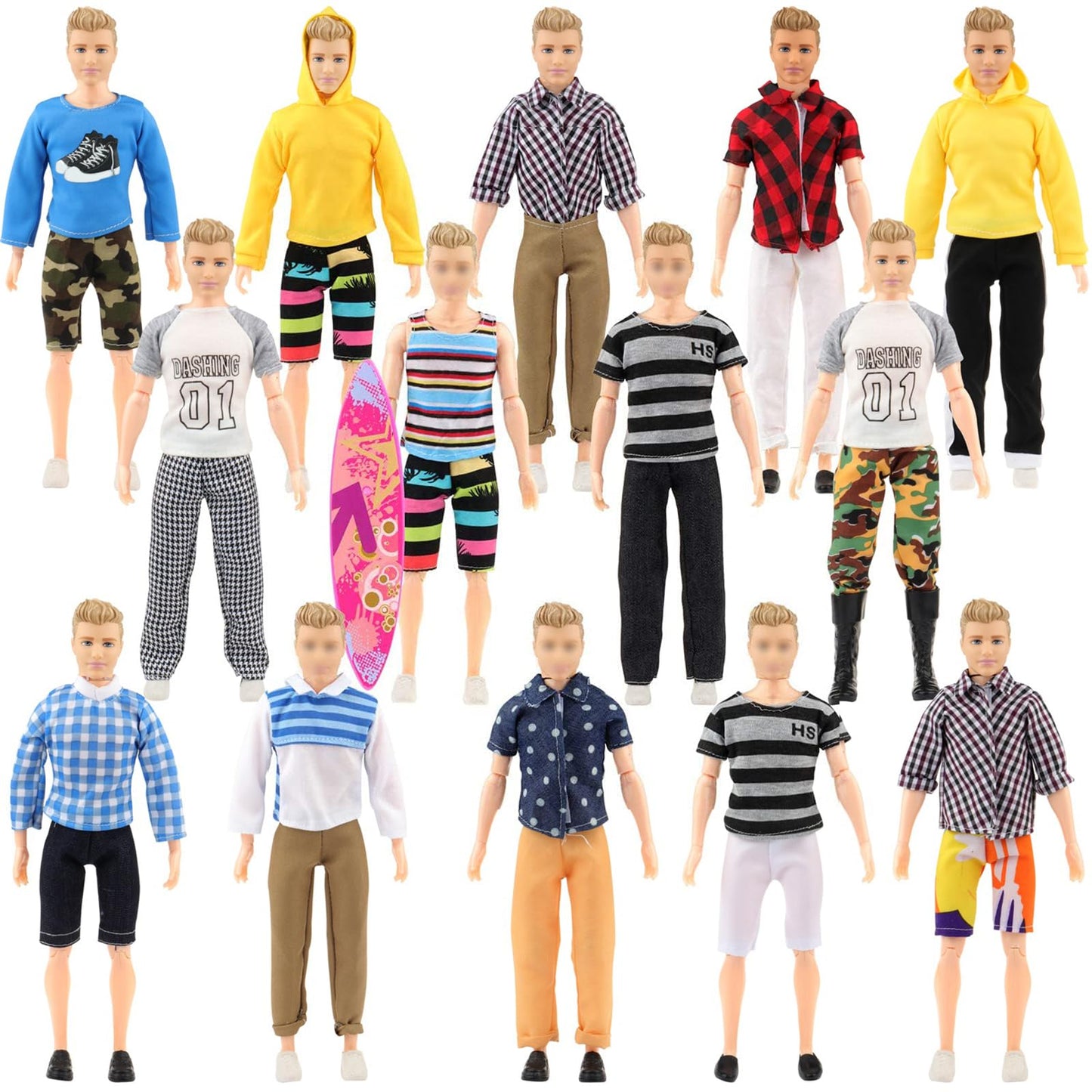 Sotogo 27 Pieces Doll Clothes And Accessories For 12'' Boy Doll Includes 12 Sets Casual Clothes, Career Jacket,Pants Outfits,Sho