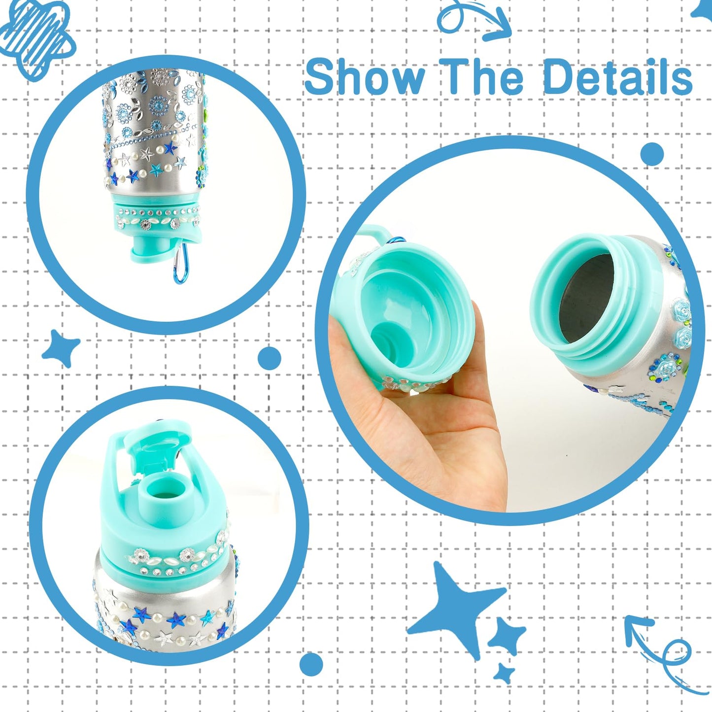 Gift For Girls, Decorate Your Own Water Bottles With Gem Art Stickers, Stickers For Water Bottles, Art Kits For Kids 9-12 Girls,