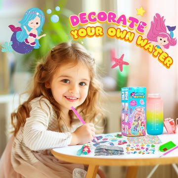 MDCGFOD Decorate Your Own Water Bottle Kits for Girls DIY Water Bottle for Girls Fun Arts and Crafts Gifts Toys Kits for 4-6-8-1