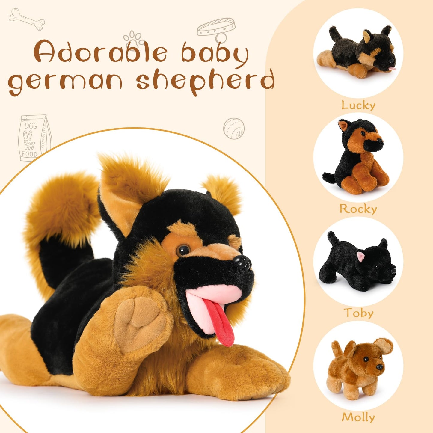 MaoGoLan 5Pcs German Shepherd Dog Stuffed Animals with 4 Babies Inside 20 Realistic Giant Dog Puppy Plush Toys Soft and Cuddly Stuffed German Shepherd Dog Playment for Kids Girls Boys Puppy Lover
