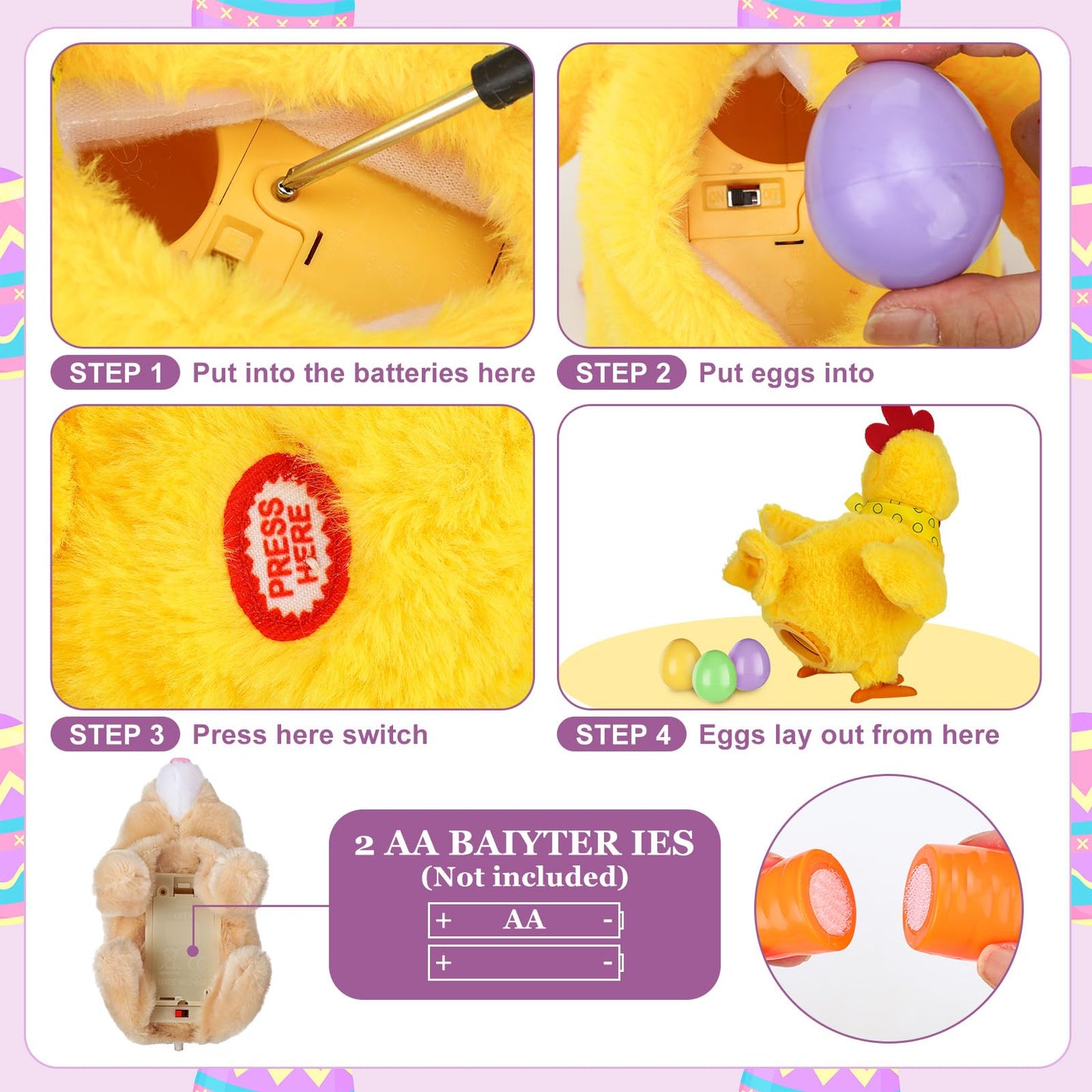 Foilswirl 11 Pcs Easter Plush Toys Include Electric Stuffed Laying Egg Chicken Dancing With Sound Music Interactive Hopping Rabb
