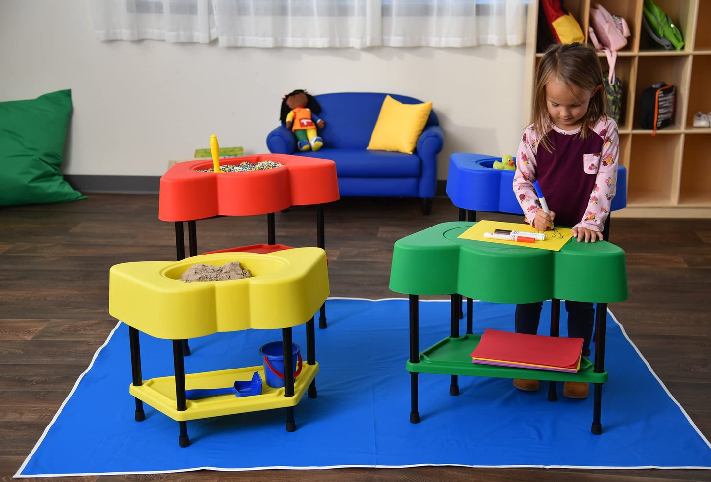 Children'S Factory - Afb5100Py Angeles Toddler Sensory Table With Lid, Adjustable Height Sand & Water Indoor/Outdoor Play Equipm