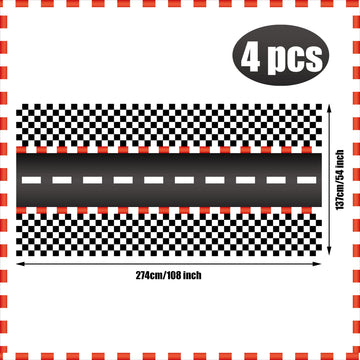 4 Pcs Racing Car Plastic Tablecloths Car Theme Disposable Party Tablecloths Black Checkered Flag Table Covers Racetrack Rectangu