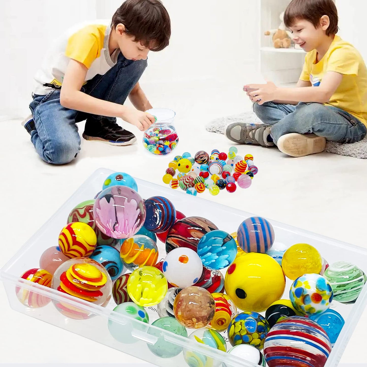 43 Unique Handmade Marbles Large Glass Big Marbles Assorted Sizes For Kids Ages 4-8-12 Collector Colored Play Marbles Glow In The Dark Marbles(43Pcs)
