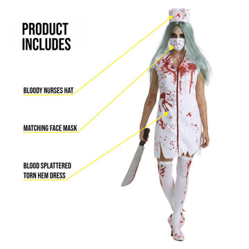 Morph Nurse Costume for Women Scary Zombie Attire Creepy Medical Outfit for Halloween Fun Large