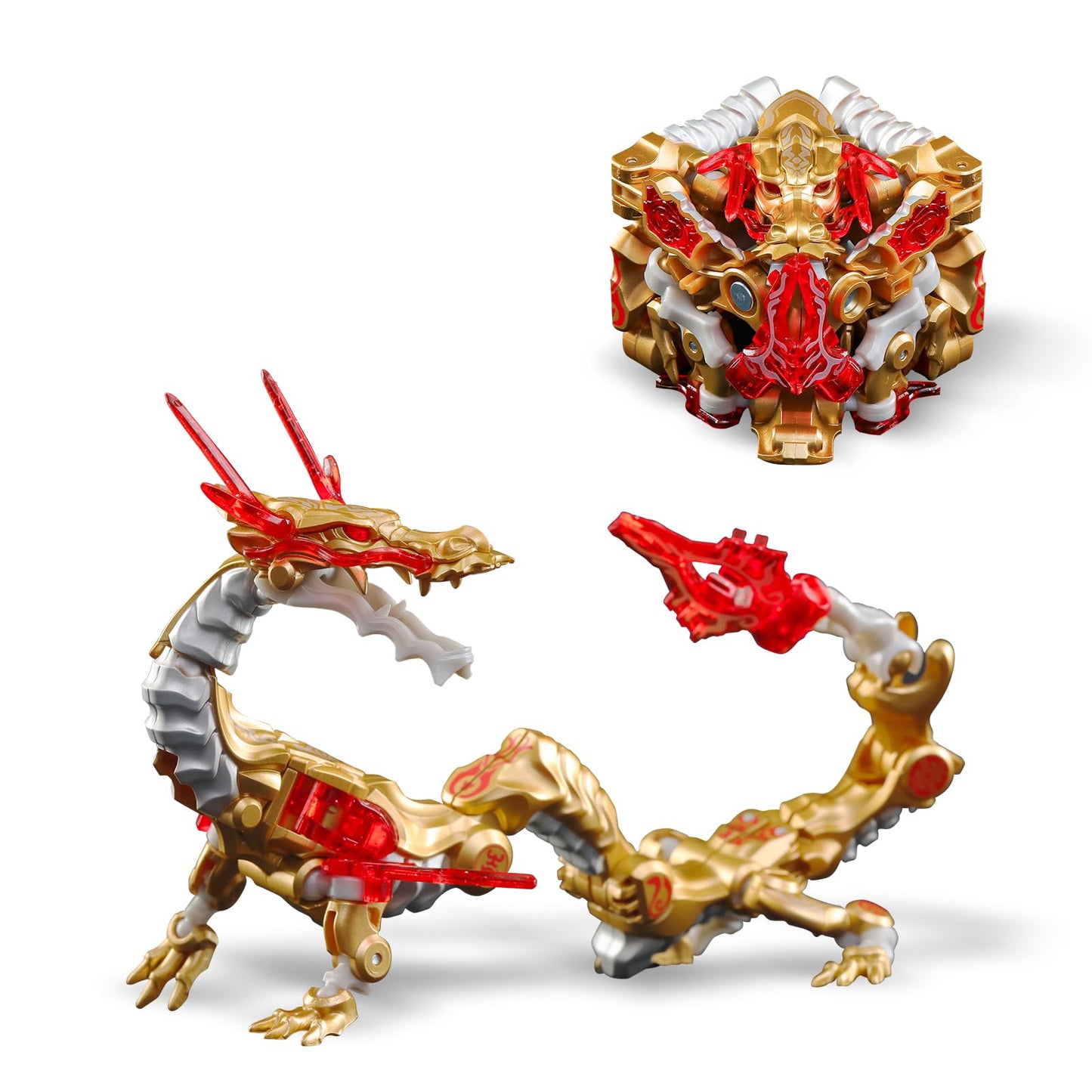 52Toys Infinitybox Ib-04 Chinese Dragon-Golden Dragon Deformation Toys Action Figure, Converting Toys In Mecha And Cube, Perfect Birthday Party Gift For Teens And Adults