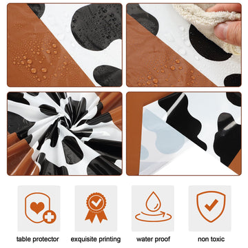 Remagr 54 x 108 Inch Cow Tablecloth for Party Western Table Cloth Cowboy Cowgirl Print Table Runner Highland My First Rodeo Toys