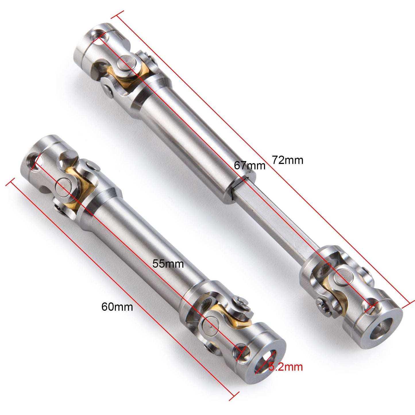 RC-Hub 1Pcs RC Driveshafts Metal Drive Shaft 45-50/47-57/55-67/60-80mm for 1:14 Tamiya Trailer Tractor Truck RC Crawler Car (55-