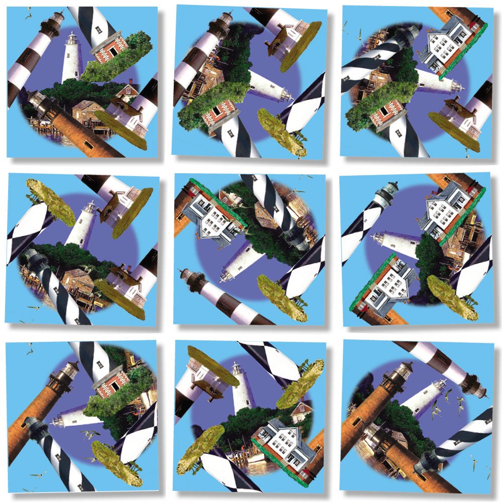 B Dazzle Outer Banks Lighthouses Scramble Squares 9 Piece Puzzle