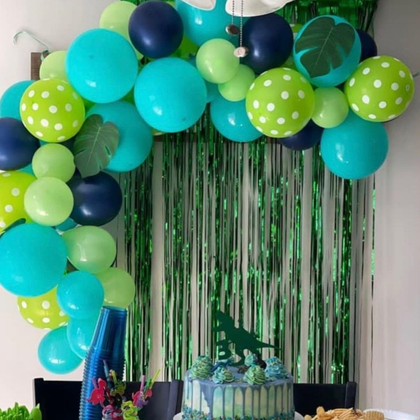 Paready Green And Blue Balloons, 60 Pcs 12 Inch Navy Teal Blue Dark Green Latex Balloons, Teal Yellow Light Green Confetti Ballo