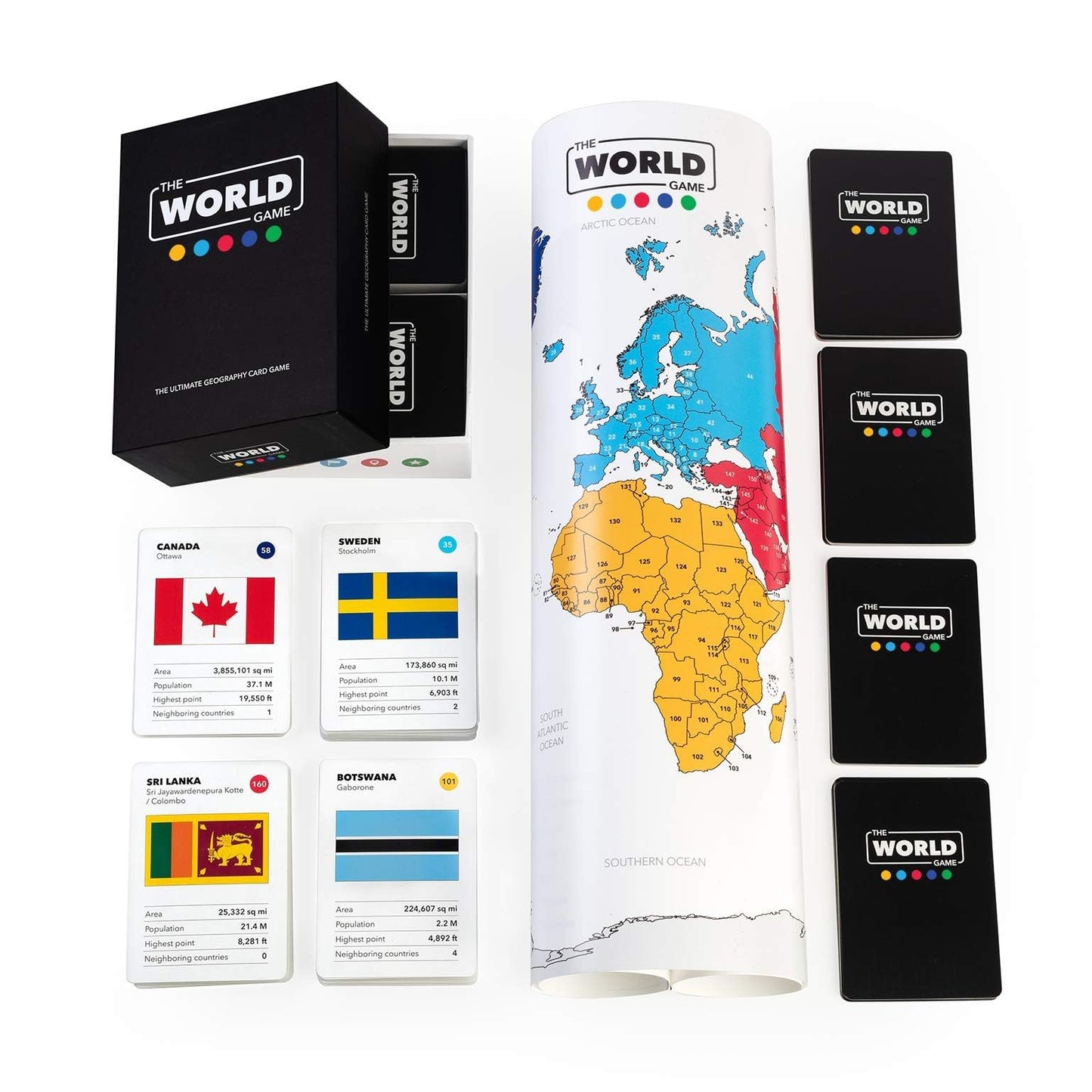 The World Game - Geography Card Game - Educational Games For Kids, Family And Adults - Cool Learning Gift Idea For Teenage Boys & Girls 8-12 With Map