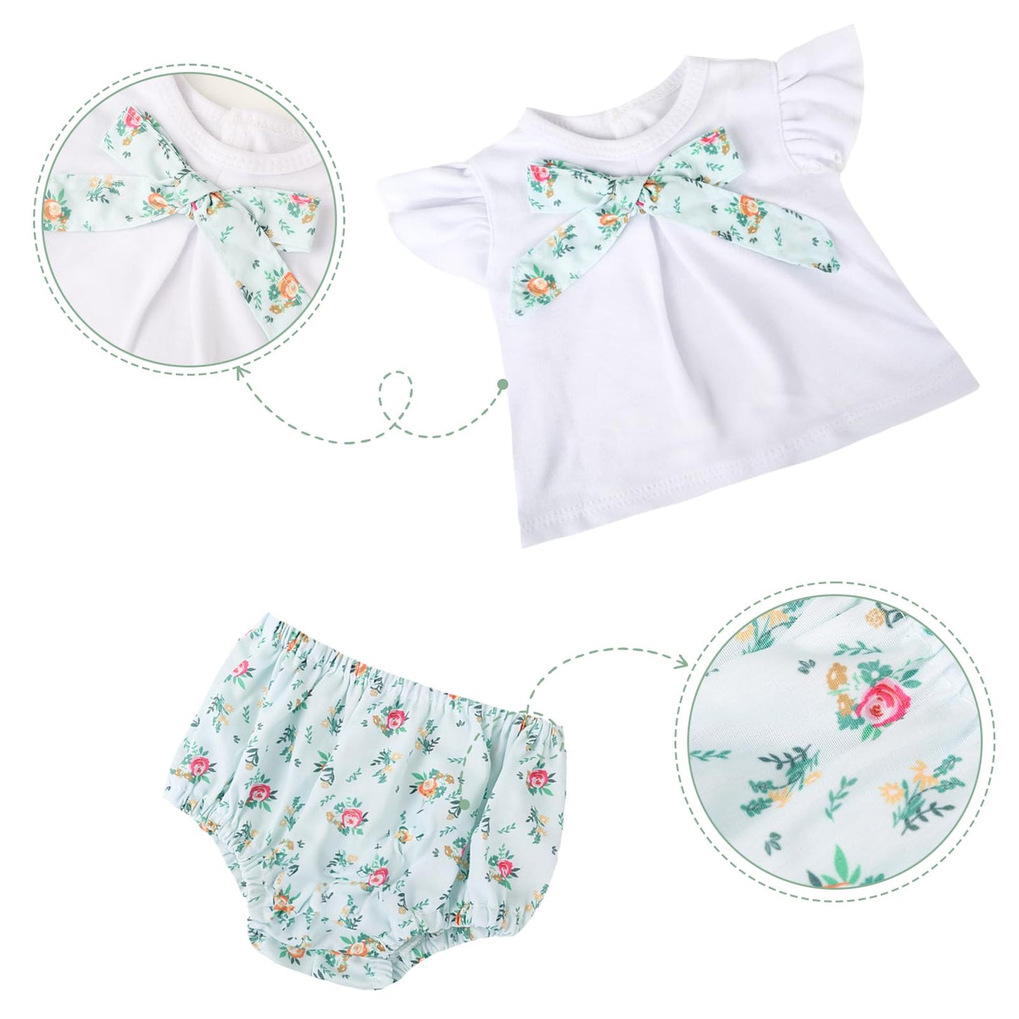 Wooroy Reborn Baby Doll Clothes 18 Inch For 17-19 Inch Reborn Doll Girl 2 Pack Pink&White Reborn Baby Dolls Outfits Reborn Baby Clothing Baby Sets