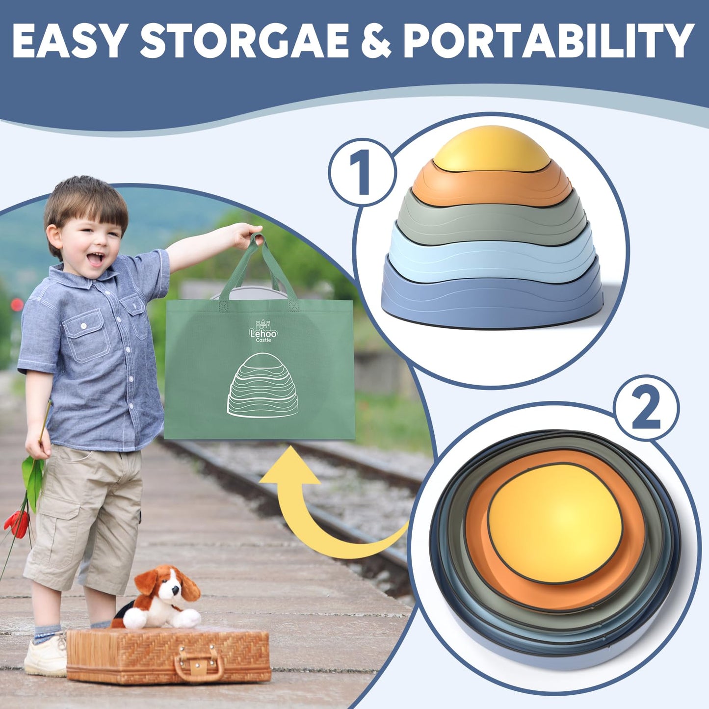 Lehoo Castle Stepping Stones For Kids, Non-Slip Toddler Stepping Stones, Toddler Indoor & Outdoor Toys, Obstacle Course, Sensory