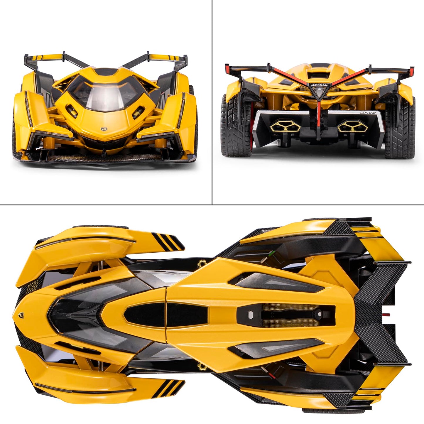 SASBSC Diecast Metal Lambo V12 Race Car Toy - Yellow, Light & Sound, Pull Back, for Boys Ages 3-8, Perfect Gift for Birthdays & Christmas