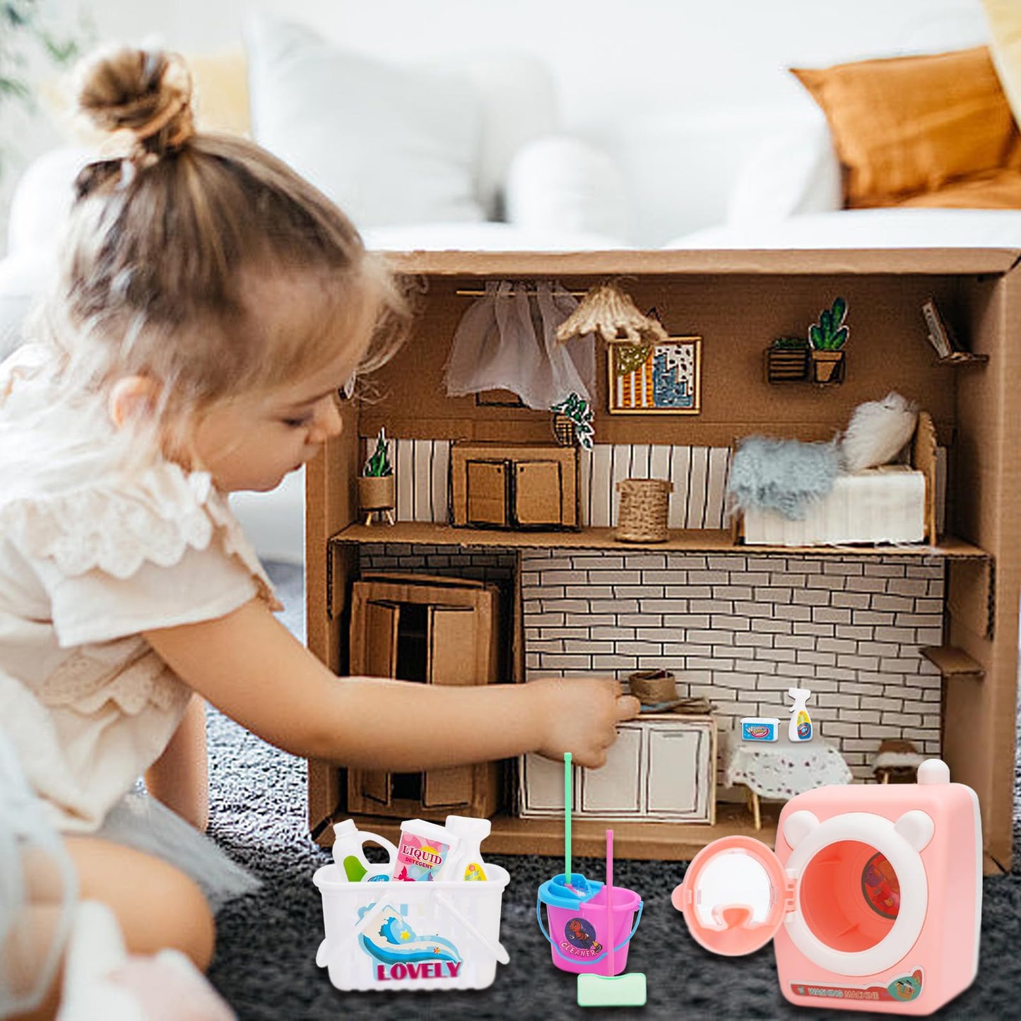 Sotogo 23 Pieces Doll Housework Cleaning Supplies Miniature Mini Dollhouse Accessories Dollhouse Furniture Decoration Accessories For Dolls Pretend Play