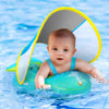 No Flip Over Baby Pool Float with Canopy UPF50+ Sun Protection, Sponge Safety Support Bottom, Fun Gifts Water Toys Accessories Inflatable Baby Swim Floats for Pool 3-36 Months -Like New