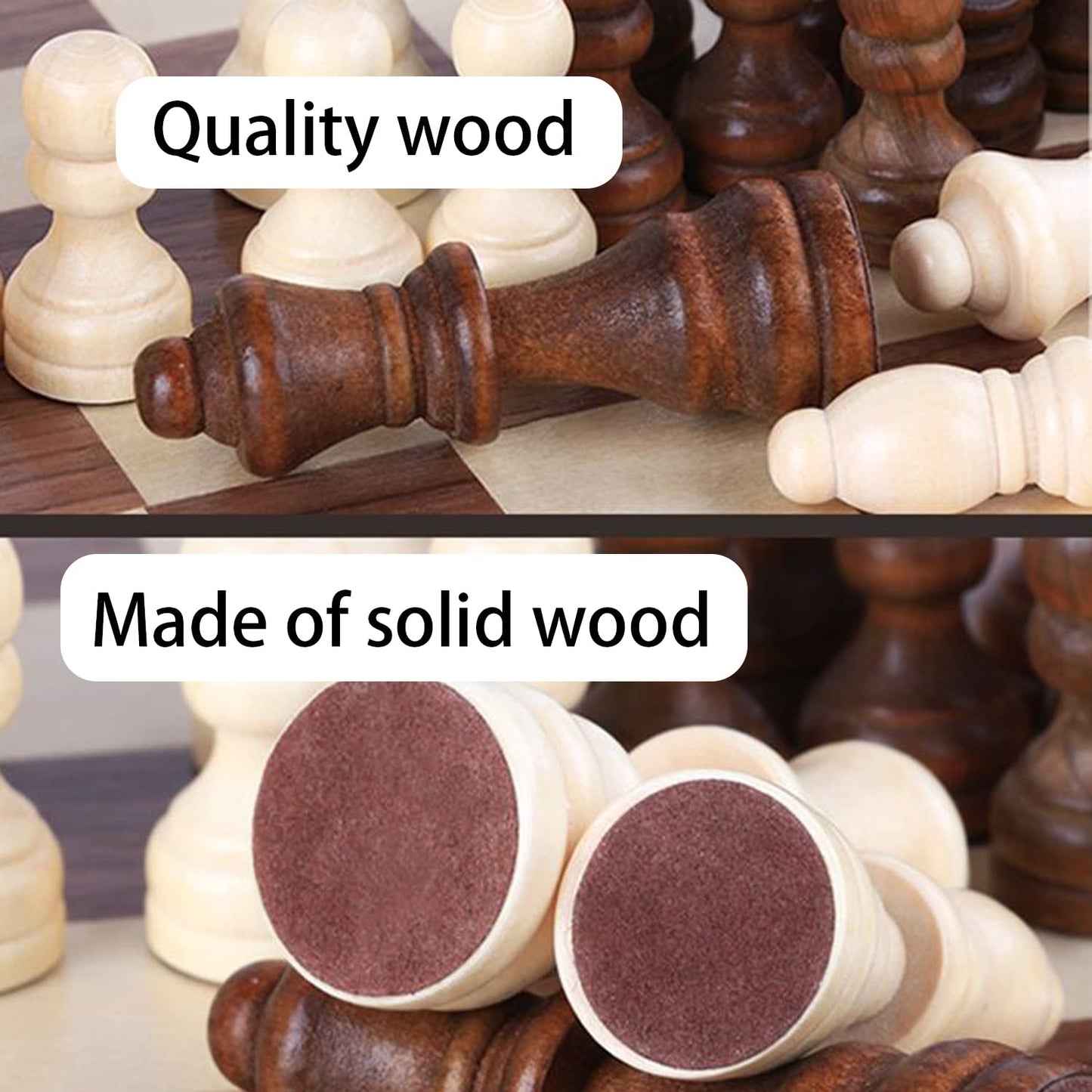 Hellpnoom Wooden Chess Pieces, Tournament Staunton Wood Chessmen Pieces Only, 3 Inch King Figures Chess Game Pawns Figurine Piec