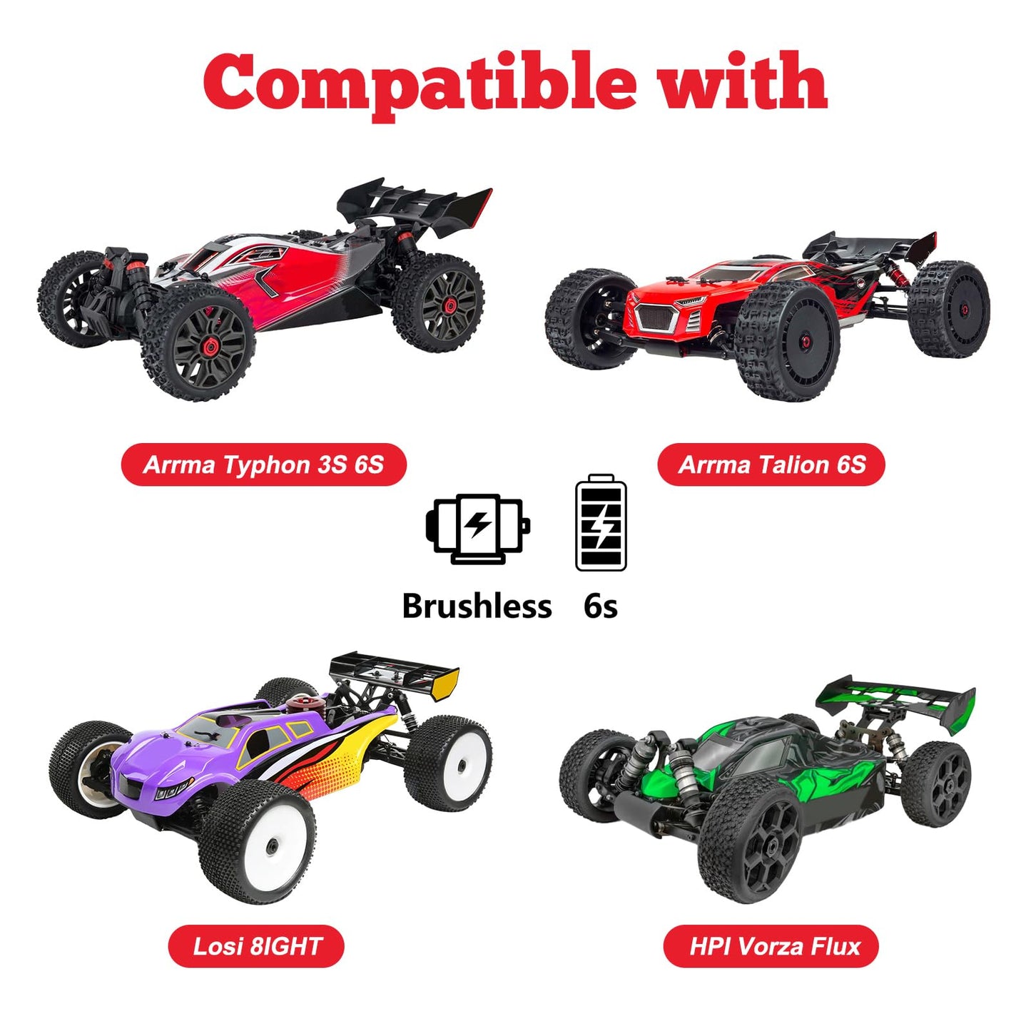 Hobbypark Pre-Glued 1/8 Scale 17mm RC Buggy Tires and Wheels Set with Foam Inserts Mounted for Arrma Typhon 6S 3S Talion 6S Sent