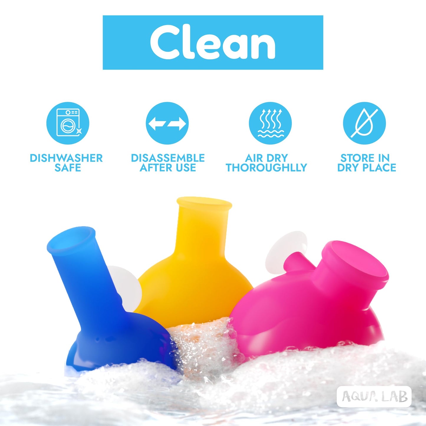 Aqualab Bath Toys For Kids Ages 4-8 - Science Themed Wall Suction Silicone Bath Toy - Includes Beaker, Flasks, And Test Tubes