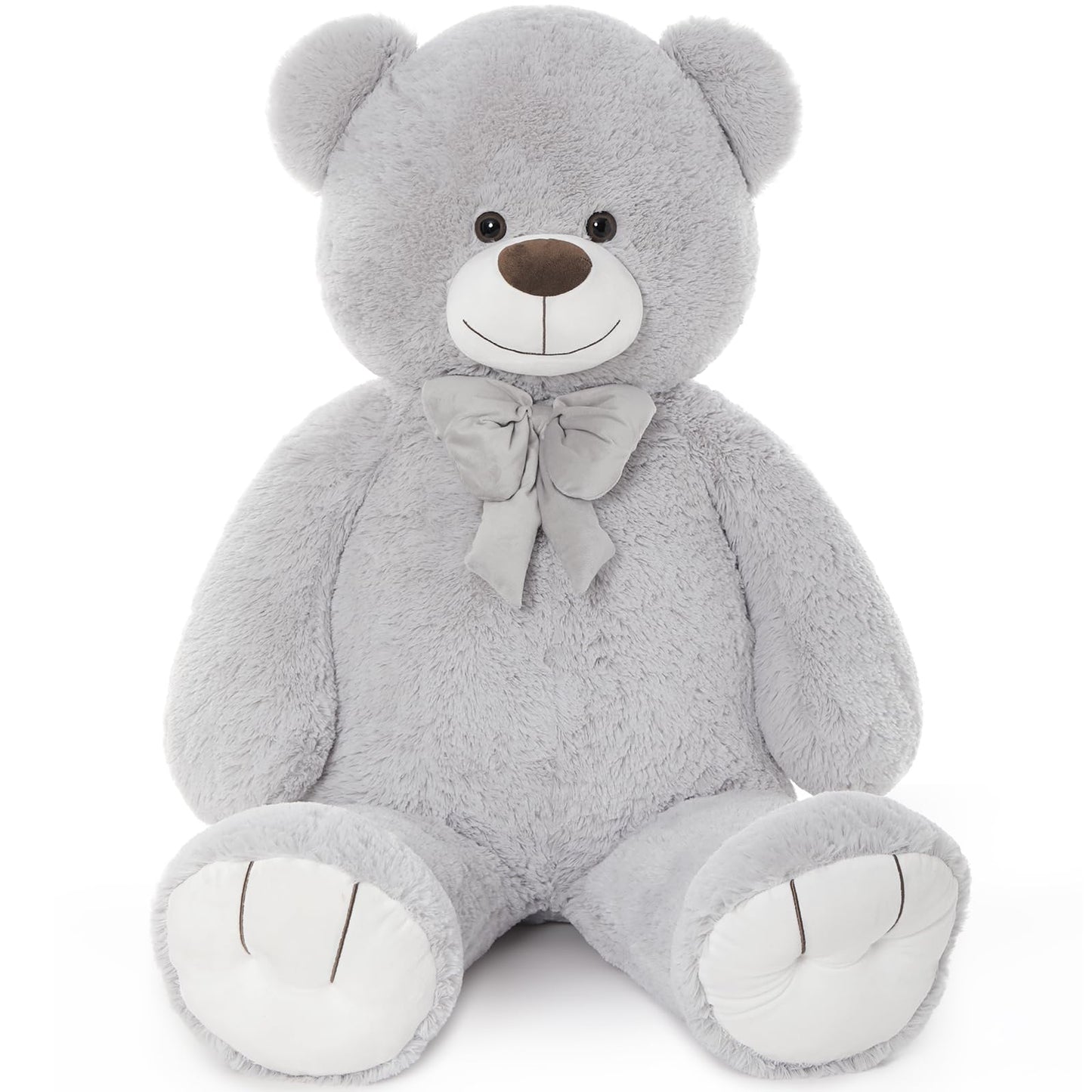 Tezituor Big Teddy Bear 4 Feet, Soft Giant Stuffed Animal Life Size 47 Inch Plush Bear Toy Valentines Christmas Birthday Gift For Girlfriend Kids,Grey