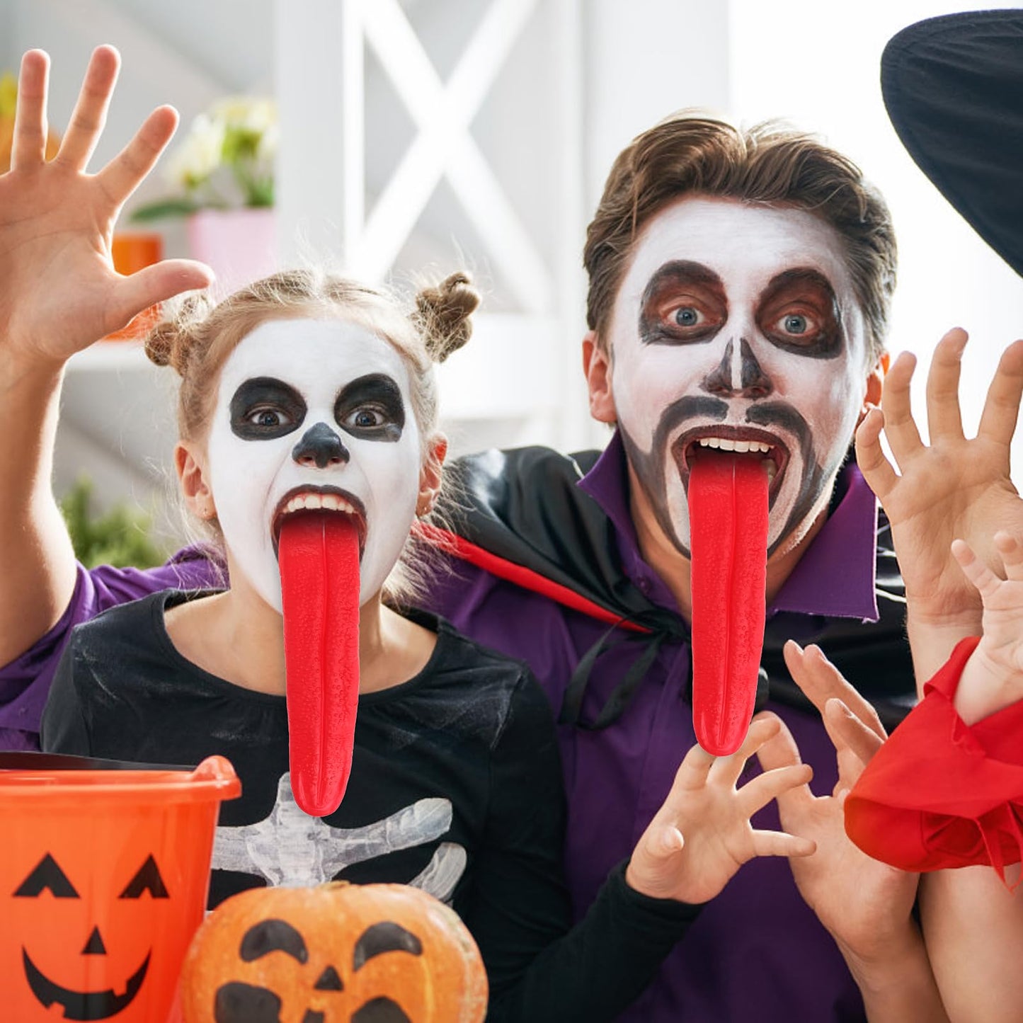 NUOBESTY 2Pcs Long Tongue Prop Artificial Tongue Prank Tricks Magic Cosplay Props for Haunted House Festival Horror Party Decora