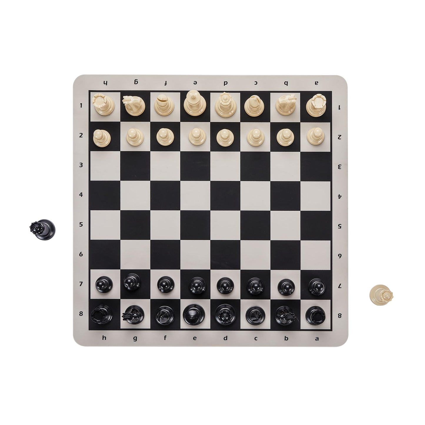 Conqueror Tournament Travel Chess Set 18''x18'' Foldable Silicone Chess Board / 3.5'' King Height Plastic Double Weighted Classic Staunton (Black and White Chessboard)