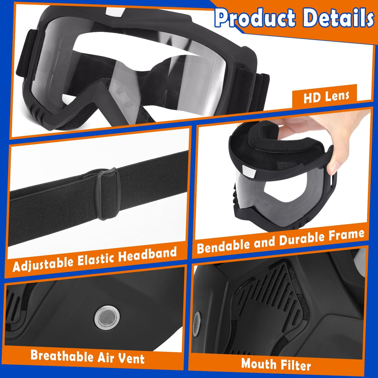 POKONBOY 2 Pack Detachable Masks, Tactical Mask with Goggles Compatible with Nerf Rival, Apollo, Zeus, Khaos, Atlas, & Artemis B